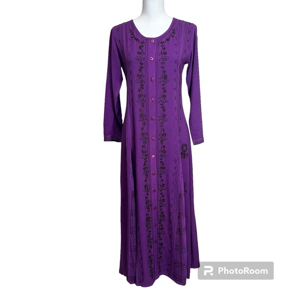 Natural Choice Embroidered Button Front Lightweight Dress - Picture 1 of 15